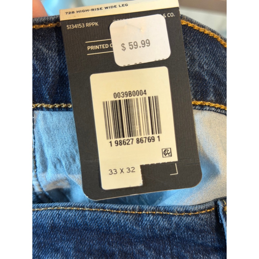Levi's 728 High-Rise Wide Leg Women 33 Blue Vintage Stretch Denim - Picture 9 of 11